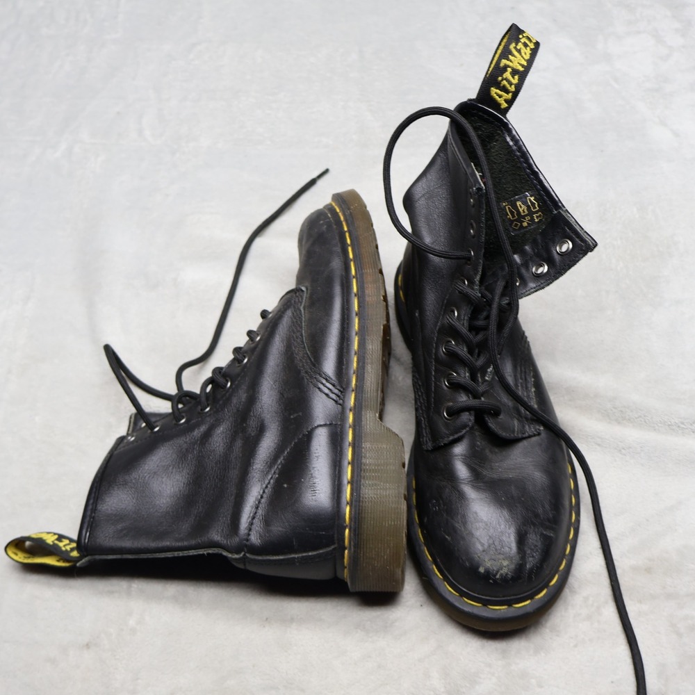 Dr Martens Women 8 Moto Boots Black 1460 Pascal Lace Up Airwair Iconic 11821